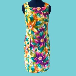 Vintage K.C. SPENCER NEW YORK Floral Sleeveless Shift Dress